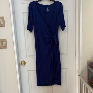 Elegant Blue Wrap Dress maternity